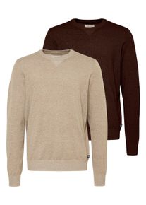 Rundhalspullover Blend "Rundhalspullover BHPullover 2-Pack", Herren, Gr. XXL, braun (chicorey coffeecornstalk), Obermaterial: 100% Polyester PES., Pullover Rundhalspullover
