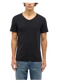 V-Shirt Mustang "Amado-V-neck", Damen, Gr. XL, jet schwarz, Jersey, Obermaterial: 100% Baumwolle, unifarben, slim fit normal, V-Ausschnitt, Shirts V-Shirt, Slim fit