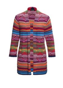 Strickjacke GOLDNER "Kurzgr&ouml;&szlig;e Abstrakt gemusterte Jaquardstrickjacke", Damen, Gr. 25, bunt, Obermaterial: 100% Baumwolle CO., Rollkante, Strickjacken Strickjacke, Jacquardstrickjacke