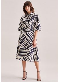 Midirock Seidensticker "Schwarze Rose", Damen, Gr. 40, blau (dunkelblau), 100% Baumwolle, bedruckt, normal, R&ouml;cke Midirock