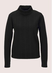 Madeleine Mode Langarmshirt MADELEINE "Sweatshirt Sweatshirt mit Zopfstruktur", Damen, Gr. 40, schwarz, Obermaterial: 83% Polyester PES. 14% Viskose CV. 3% Elasthan EL., Modern, gerade, Shirts Langarmshirt, Zopfstruktur