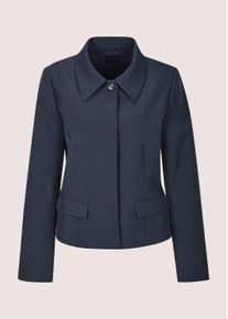 Madeleine Mode Jackenblazer MADELEINE "Blazer Edler Kurzblazer mit Klappkragen", Damen, Gr. 34, blau (nebelblau, melange), Obermaterial: 68% Polyester PES. 28% Viskose CV. 4% Elasthan EL., Modern, gerade, Blazer Jackenblazer, Verdeckte Knopfleiste
