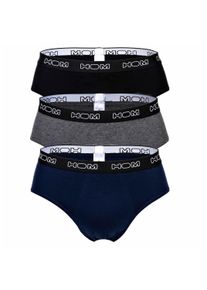 Slip HOM "Slip HOM Boxerlines 2 3er Pack", Herren, Gr. M, bunt (schwarz, grau, blau), Obermaterial: 95% Baumwolle CO. 5% Elasthan EL., Unterhosen Slip
