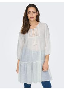 Tunikakleid Only "ONLVINNIE LIFE 3/4 LACE TUNIC WVN NOOS", Damen, Gr. XS (34), N-Gr, wei&szlig; (cloud dancer), Jersey, Obermaterial: 100% Baumwolle, unifarben, Rundhals, Kleider Tunikakleid, Sommerkleid