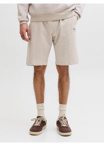 Jack & Jones Laufshorts JACK & JONES "JPSTGORDON ARCHIVE SWEAT SHORTS MID SN", Damen, Gr. XL, N-Gr, moonbeam, Web, Obermaterial: 80% Baumwolle, 20% Polyester, unifarben, regular fit, Hosen Laufshorts, mit Kordelzug