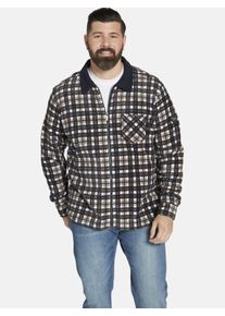 Sweatjacke CHARLES COLBY "Fleecejacke DUKE ERINS", Herren, Gr. 3XL, blau (dunkelblau kariert), Obermaterial: 100% Polyester COOLMAX PES(Coolmax)., Sweatjacken Sweatjacke