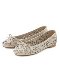 Ballerina Lascana "Slip-On-Sneaker, Freizeitschuh, Slipper, Halbschuh", Damen, Gr. 43, beige, Obermaterial: 100% Lederimitat. Decksohle: 100% Lederimitat. Futter: 100% Lederimitat. Laufsohle: 100% Synthetik, unifarben, Basic, Schuhe Ballerina, mit kleinen Cut-Outs VEGAN, Topseller