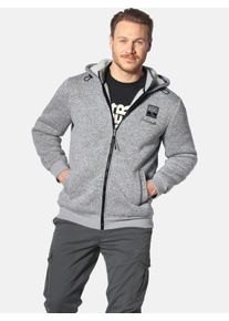 Sweatjacke Jan Vanderstorm "Strickfleecejacke NORVID", Herren, Gr. XL, grau (grau melange), Obermaterial: 100% Polyester COOLMAX PES(Coolmax)., Sweatjacken Sweatjacke