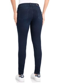 Skinny-fit-Jeans WONDERJEANS "niedrige Leibh&ouml;he", Damen, Gr. 46, L&auml;nge 32, blau (dunkelblau used), Denim/Jeans, Obermaterial: 65% Baumwolle, 29% Polyester, 6% Elasthan, Abriebeffekte, figurbetont kn&ouml;chellang, Jeans Skinny-fit-Jeans, Schmaler Skinny-Fit in hochelastischer Qualit&auml;t