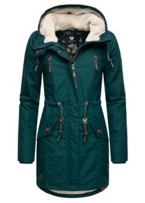 Wintermantel Ragwear "Wintermantel Elsie", Damen, Gr. 5XL, gr&uuml;n (dunkelgr&uuml;n22), Obermaterial: 65% Polyester PES. 35% Baumwolle CO. Obermaterial: Futter: 100% Polyester PES. 100% Polyester PES., M&auml;ntel Wintermantel