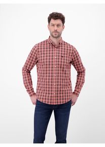 Langarmhemd Lerros, Herren, Gr. 3XL, N-Gr, vivid rot, Web, Obermaterial: 100% Baumwolle, kariert, regular fit h&uuml;ftbedeckend, Rundhals, Hemden Langarmhemd, kariert, mit Knopfleiste
