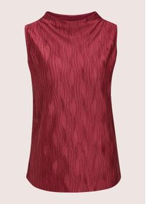 Madeleine Mode Kurzarmshirt MADELEINE "Shirt Kurzarm-Bluse mit Stehkragen, strukturiert", Damen, Gr. 34, rot (rubinrot), Obermaterial: 100% Polyester PES., Modern, figurumspielend, Shirts Kurzarmshirt, Offene Saumkante