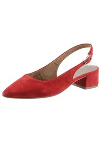 Slingpumps Tamaris, Damen, Gr. 40, rot, Veloursleder, unifarben, Schuhe Slingpumps, Blockabsatz, Abendschuh, Sommerschuh mit verstellbarem Riemchen