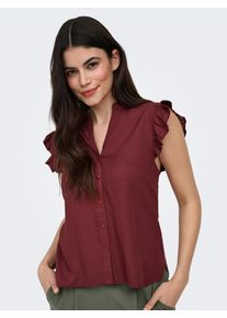 Kurzarmbluse Only "ONLROSELLA LIFE CAPSLEEVE SHIRT WVN NOOS", Damen, Gr. XL, syrah, Web, Obermaterial: 100% Viskose, unifarben, regular fit normal, V-Ausschnitt, Blusen Kurzarmbluse, Viskose, regular fit