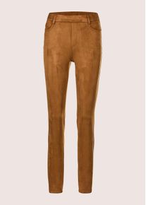 Madeleine Mode Stoffhose MADELEINE "Jeggings Slim Fit Hose in Veloursleder-Optik", Damen, Gr. 46, N-Gr, braun (nussbraun), Obermaterial: 95% Polyester PES. 5% Elasthan EL., Hosen Stoffhose