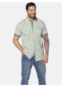 Kurzarmhemd Jan Vanderstorm "Kurzarmhemd ODHELD", Damen, Gr. 6XL, weit, gr&uuml;n (gr&uuml;n gestreift), Obermaterial: 100% Baumwolle CO., comfort fit, Hemden Kurzarmhemd