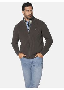 Strickjacke Jan Vanderstorm "Strickjacke NORANDER", Herren, Gr. 4XL, grau (braun), Obermaterial: 100% Baumwolle CO., Strickjacken Strickjacke