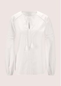 Madeleine Mode Langarmbluse MADELEINE "Tunika Moderne Bluse mit Spitzeneins&auml;tzen", Damen, Gr. 44, wei&szlig;, Obermaterial: 100% Baumwolle CO., Modern, Blusen Langarmbluse