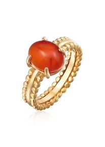 Silberring Elli Premium "Ring Karneol Edelstein 925 Silber vergoldet" Gr. 52, orange, Fingerringe, Damen, 52, Silber 925 (Sterlingsilber), Silberring
