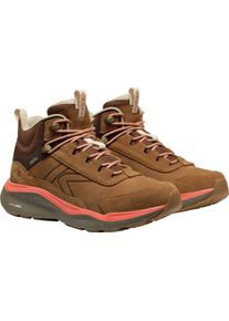 Outdoorschuh Keen "LEIKI LEATHER MID WP", Damen, Gr. 39, chipmunk, bison, Leder, Textil, Schuhe Outdoorschuh, wasserdicht