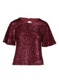 T-Shirt Vera Mont "Pailletten-Bluse mit Fl&uuml;gel&auml;rmeln", Damen, Gr. 34, rot (deep dahlia), Obermaterial: 93% Polyester PES. 7% Elasthan EL., Shirts T-Shirt