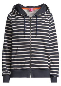 Sweatjacke SALZHAUT "Sweatjacke INGRID", Damen, Gr. S, blau (navy, beige), Obermaterial: 80% Baumwolle CO. 20% Polyester PES., Sweatjacken Sweatjacke