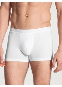 Boxer Calida "Focus", Herren, Gr. S (46/48), wei&szlig;, Obermaterial: 47% Lyocell (TENCEL&trade;), 46% Baumwolle, 7% Elasthan, unifarben, normal, Unterhosen Boxer, mit graphisch bedrucktem Softgummibund