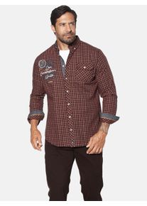 Karohemd Jan Vanderstorm "Hemd PERTAVIN", Herren, Gr. XXL, weit, rot (dunkelrot kariert), Obermaterial: 100% Baumwolle CO., Hemden Karohemd