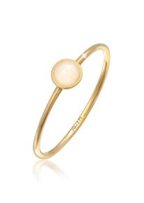 Silberring Elli Premium "Ring Solit&auml;r Rosa Quarz Edelstein 375 Gelbgold" Gr. 54, rosa, Fingerringe, Damen, 54, Gelbgold 375, Silberring