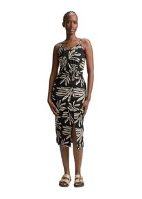 Midikleid Tom Tailor Denim, Damen, Gr. S (36), N-Gr, schwarz (abstract schwarz beige), Web, Obermaterial: 95% Viskose, 5% Elasthan, bedruckt, k&ouml;rpernah wadenlang, Rundhals, Kleider Midikleid, mit grafischem Muster und Spaghetti-Tr&auml;gern