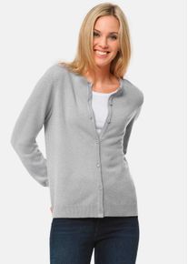 Strickpullover GOLDNER "Kurzgr&ouml;&szlig;e Kuschelweiche Kaschmir-Strickjacke", Damen, Gr. 23, grau (silbergrau, melange), Obermaterial: 100% Kaschmir WS., Rippe, Pullover Strickpullover, Ohne