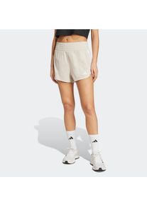 Shorts adidas Performance "PACER WVN HIGH", Damen, Gr. XL, L&auml;nge 5, grau (wonder aluminium, wei&szlig;), Obermaterial: 100% Polyester, Hosen Shorts, Woven Trainingsshorts mit hohem Bund