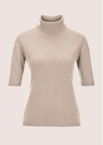 Madeleine Mode Longpullover MADELEINE "Kaschmirpullover Luxuri&ouml;ser Strickpullover mit Rollkragen", Damen, Gr. 36/38, beige (dunkelpuder), Obermaterial: 100% Kaschmir WS., Modern, normal, Rollkragen, Pullover Longpullover, Kaschmirpullover mit Halbarm