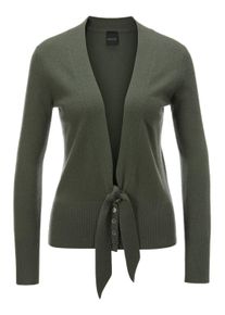 Madeleine Mode Strickjacke MADELEINE "Strickjacke Kaschmir-Strickjacke mit tiefem V-Ausschnitt und Bindeband", Damen, Gr. 36/38, gr&uuml;n (bambusgr&uuml;n), Obermaterial: 100% Kaschmir WS., Modern, normal, Strickjacken Strickjacke