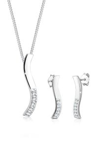 Ohrring und Ketten Set Elli "Schmuckset Welle 925 Silber, mit Kristallen von Swarovski" Gr. 45, wei&szlig;, Schmuck_Sets, Damen, 45, Ohrring und Ketten Set