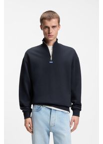 Sweatshirt HUGO BLUE "Neeler", Damen, Gr. L, dunkelblau405, Sweatware, Obermaterial: 100% Baumwolle, regular fit h&uuml;ftlang, B&uuml;ndchen, Sweatshirts Sweatshirt, mit Troyerkragen