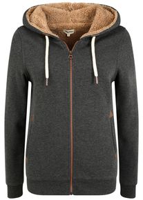 Sweatjacke oxmo "Sweatjacke OXVicky", Damen, Gr. M, grau (dar grau m), Obermaterial: 80% Polyester PES. 20% Baumwolle CO., normal, ohne Ausschnitt, Sweatjacken Sweatjacke