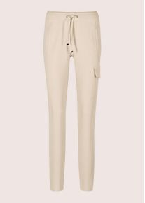 Madeleine Mode Jerseyhose MADELEINE "Hose Cargo-Jerseyhose mit Kordelzug", Damen, Gr. 44, N-Gr, wei&szlig; (perlwei&szlig;), Obermaterial: 60% Viskose CV. 35% Polyamid PA. 5% Elasthan EL., Hosen Jerseyhose