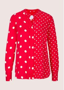 Madeleine Mode Langarmbluse MADELEINE "Hemdbluse Viskosebluse mit P&uuml;nktchen-Design", Damen, Gr. 48, rot (rot, wei&szlig;), Obermaterial: 100% Viskose CV., Modern, gerade, Blusen Langarmbluse, Kellerfalte