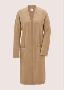 Madeleine Mode Langmantel MADELEINE "Strickjacke Eleganter Glattstrick-Mantel", Damen, Gr. 34, beige, Obermaterial: 55% Polyamid PA. 32% Baumwolle CO. 13% Leinen LI., Modern, M&auml;ntel Langmantel