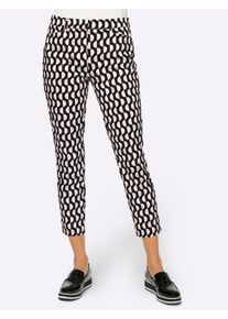 Webhose Heine, Damen, Gr. 46, Normalgr&ouml;&szlig;en, schwarz (schwarz, ecru, bedruckt), 97% Baumwolle, 3% Elasthan, gemustert, gepunktet, 7/8-L&auml;nge, Hosen Webhose