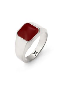 Siegelring Kuzzoi "Ring Siegelring Quadrat Emaille Rot 925 Sterling Silber" Gr. 56, silber, Fingerringe, Herren, 56, Silber 925 (Sterlingsilber), Siegelring