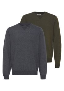 Rundhalspullover Blend "Rundhalspullover BHPullover 2-Pack", Herren, Gr. S, schwarz (forest night schwarz), Obermaterial: 100% Polyester PES., Pullover Rundhalspullover