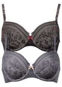 B&uuml;gel-BH Anita "2er Pack B&uuml;gel BH Fleur", Damen, Gr. 75, Cup i, grau (schwarz anthrazit), Spitze, Obermaterial: 87% Polyamid PA. 13% Elasthan EL., BHs B&uuml;gel-BH