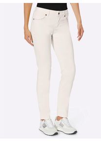 R&ouml;hrenjeans Heine, Damen, Gr. 46, Normalgr&ouml;&szlig;en, beige (ecru), 63% Baumwolle, 35% Lyocell, 2% Elasthan, unifarben, lang, Jeans R&ouml;hrenjeans