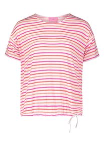 3/4-Arm-Shirt Betty Barclay "Ringelshirt mit Tunnelzug", Damen, Gr. 46, rot (rot, wei&szlig;), Obermaterial: 95% Viskose CV. 5% Elasthan EL., Shirts 3/4-Arm-Shirt