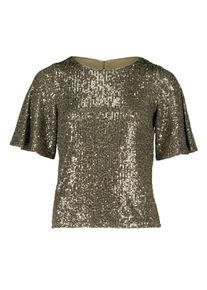 T-Shirt Vera Mont "Pailletten-Bluse mit Fl&uuml;gel&auml;rmeln", Damen, Gr. 46, braun (turf), Obermaterial: 93% Polyester PES. 7% Elasthan EL., Shirts T-Shirt