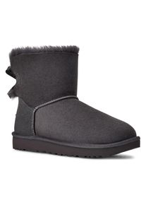 UGG Australia Schlupfboots UGG "Mini Bailey Bow 2", M&auml;dchen, Gr. 8 (39), dunkelgrau (obsidian), Obermaterial: 100% Lammfell. Decksohle: 100% Lammfell. Laufsohle: 100% EVA/Kautschuk, unifarben, Schuhe Schlupfboots, Schlupfboots
