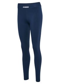 Leggings Hummel "hmlELEMENTAL COTTON HW TIGHTS", Damen, Gr. XS, N-Gr, blau (marineblaus), Obermaterial: 83% Baumwolle, 12% Polyester, 5% Elasthan, Hosen Leggings