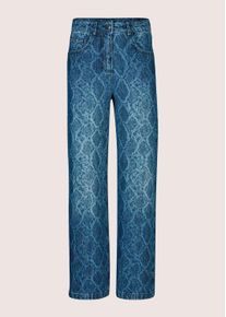 Madeleine Mode Regular-fit-Jeans MADELEINE "Culotte-Jeans Culotte-Jeans mit Ornament-Print", Damen, Gr. 42, N-Gr, blau, Obermaterial: 100% Baumwolle CO., Jeans Regular-fit-Jeans